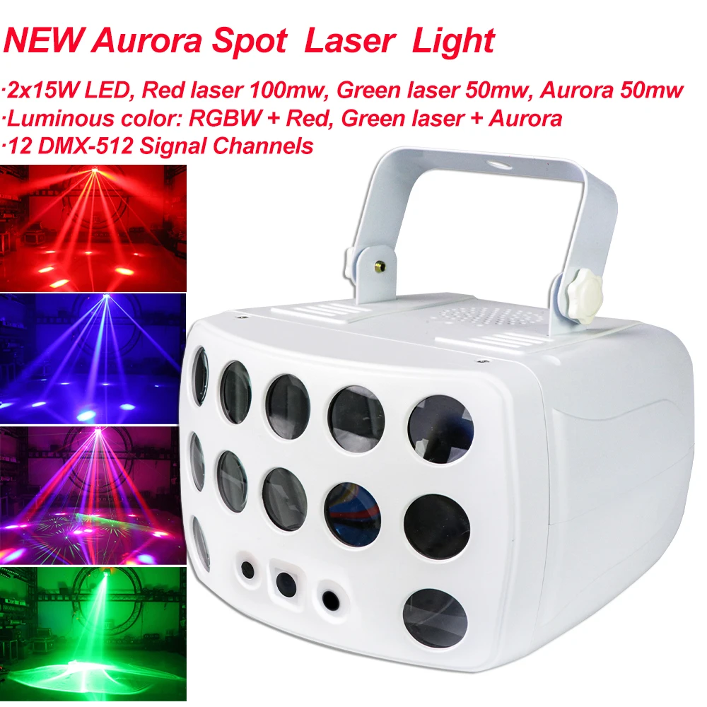 NEW Aurora Spot Laser Light RGBW LED Projector Lights DJ Sound Party Disco Light For Wedding Birthday Party KTV Home