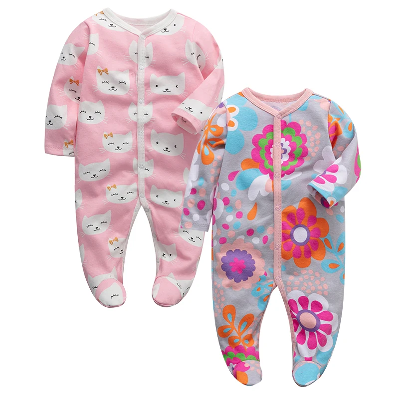 Nouveau-né bébé garçons filles dormeurs pyjamas bébés combinaisons 2 pièces/lot infantile à manches longues 0 3 6 9 12 mois vêtements