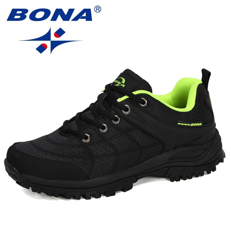 BONA-Tênis Mesh Outdoor para Homens, Sapatos de Caminhada, Couro Nubuck, Sapatos de Escalada, Sapatos Esportivos, na Moda, Populares, Novos Designers