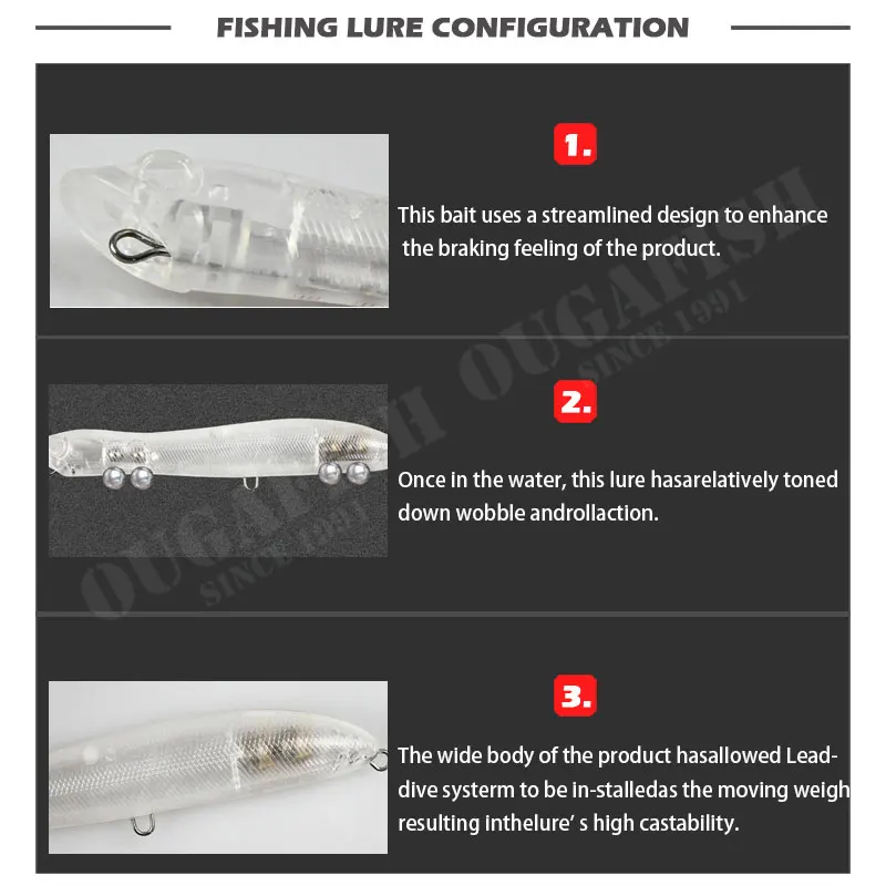 Fishing Lure ołówek ABS przezroczyste puste przynęty 5-16g 80-125mm woblery Flaoting Accesorios De Pesca Blackfish Isca sztuczne