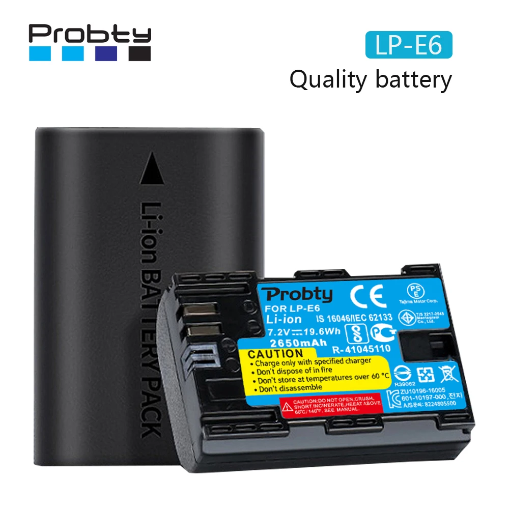 

2650mAh LP-E6 LPE6 LP-E6N Battery for Canon EOS 5D Mark IV 5D2 5DS R Mark II 2 III 3 6D 60D 60Da 7D 7D2 7DII 70D