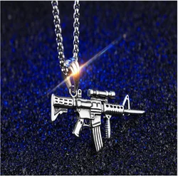 2021 New Army Fan Fashion Titanium Steel Necklace Hip Hop Exquisite Silver Gold AK47 Gun Pendant Necklace Couple Accessories