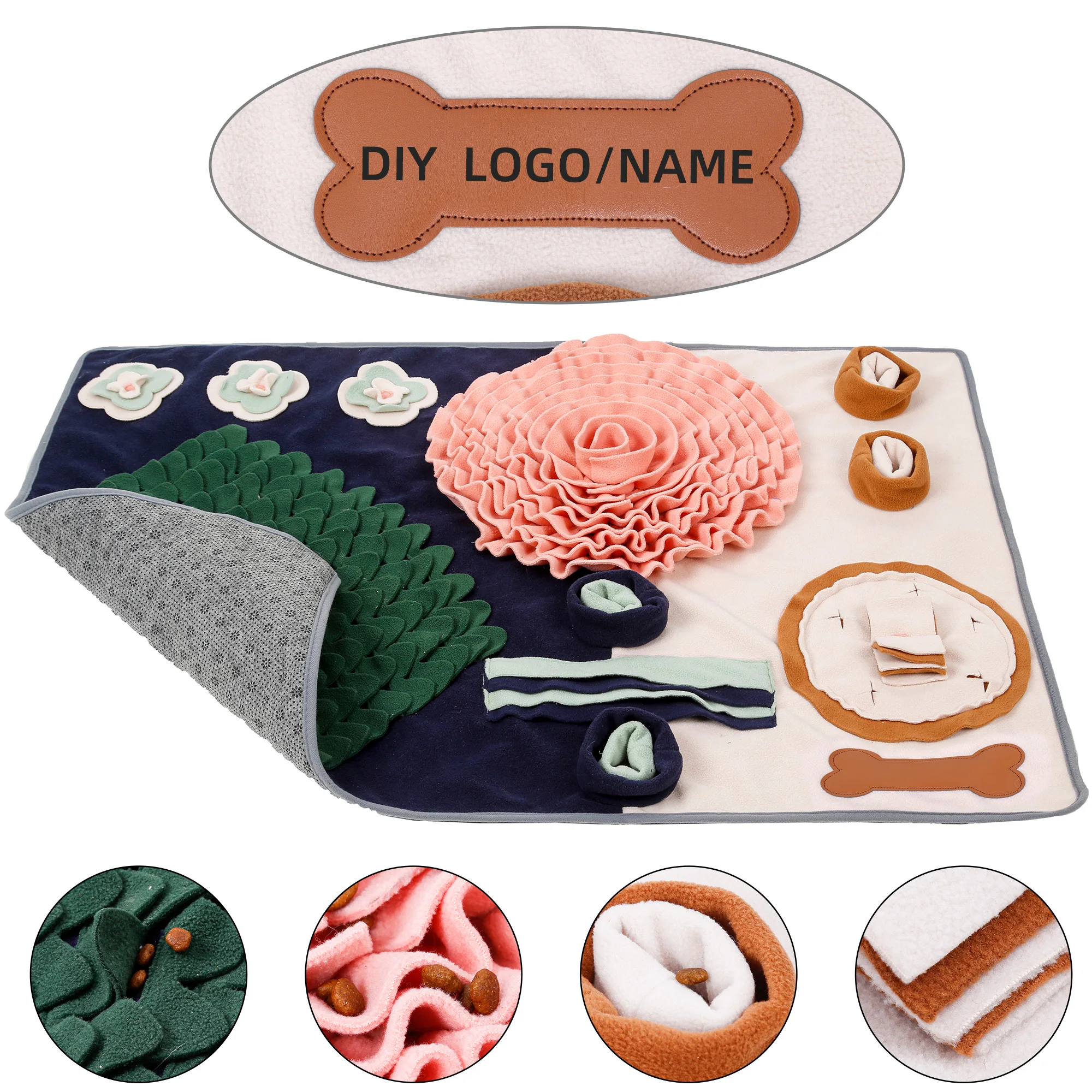 Imagem -02 - Dadugo-nome Personalizado Pet Snuffle Mat Dog Snuffle Mats Personalizado Dinner Table Design Slow Eating Mat Drop Shipping