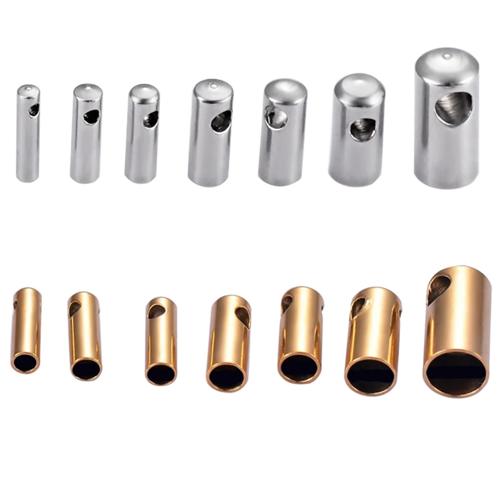 

20pcs Stainless Steel End Caps Crimp Clasps Connector Fit 0.6 ,0.9,1.2,1.8,2.4,3.2mm Sake Chain Necklace Jewelry Accessories