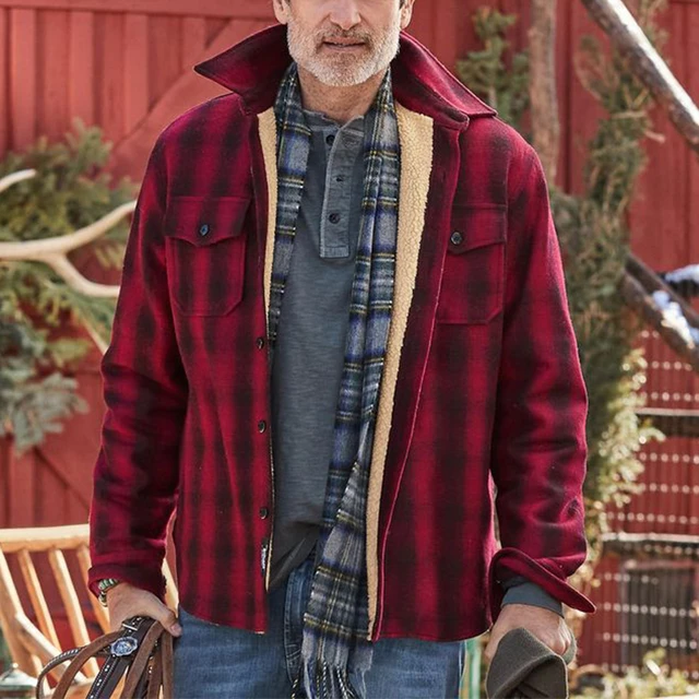 Retro Plaid Printed Woolen Coats Men Casual Loose Long Sleeve Outerwear 2021 Autumn Winter Mens Fashion Turn down Collar Jackets AliExpress