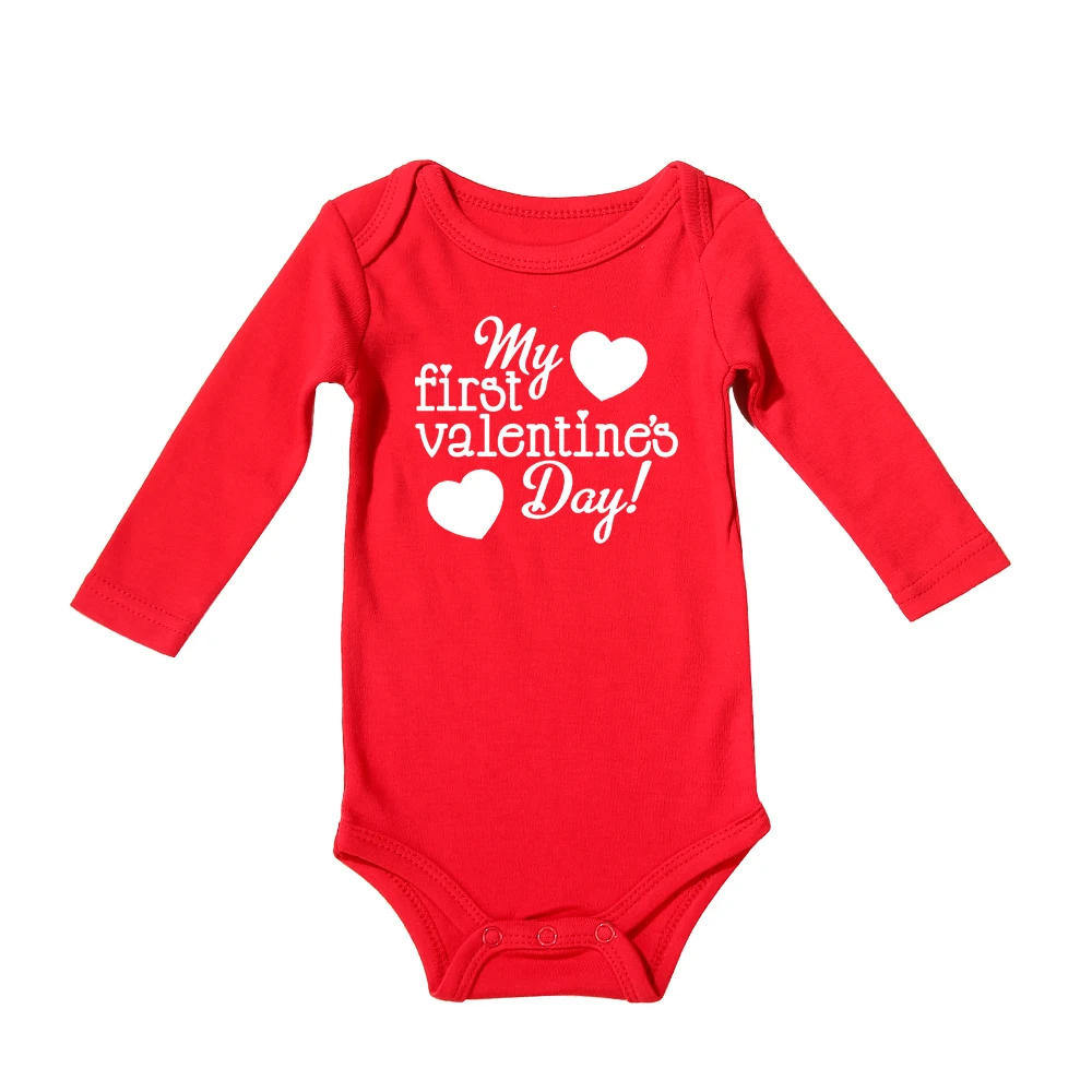 My 1st Valentine's Day Newborn Baby Summer Rompers Cotton Infant Body Long Sleeve Jumpsuit Boys Girls Valentine Outfit Clothes