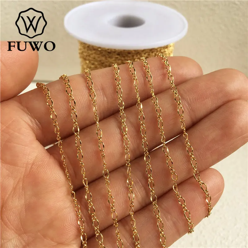 Imagem -03 - Fuwo-corrente de Latão com Mergulho Dourado Oval Anti-manchado Fabricação de Colar Alta Qualidade Atacado 2*3 mm 10 Metros por Lote Nc010