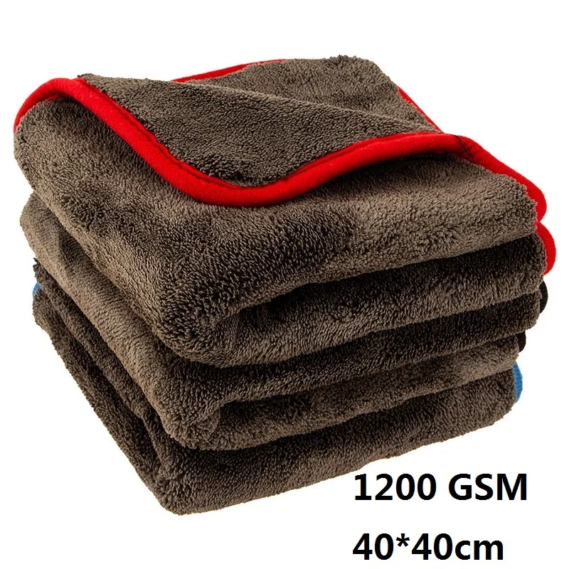 Chiffons de nettoyage de voiture améliorés 1200gsm Ultra-épais, serviette de séchage de voiture en microfibre douce Super absorbante