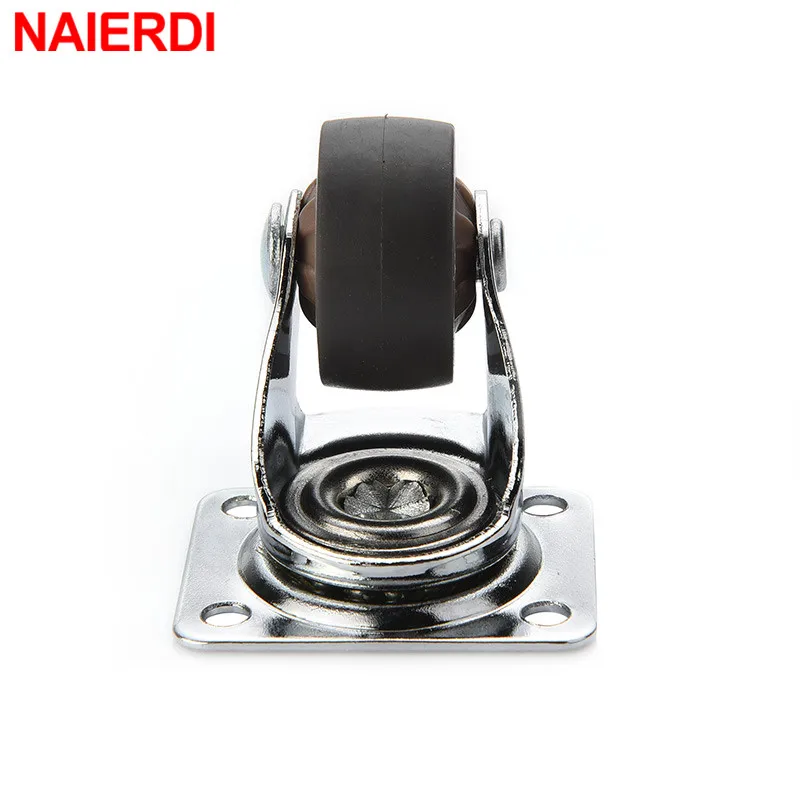 4PCS NAIERDI 1-2inch Furniture Caster Soft Rubber Universal Wheel Swivel Caster Roller Wheel For Platform Trolley Accessory