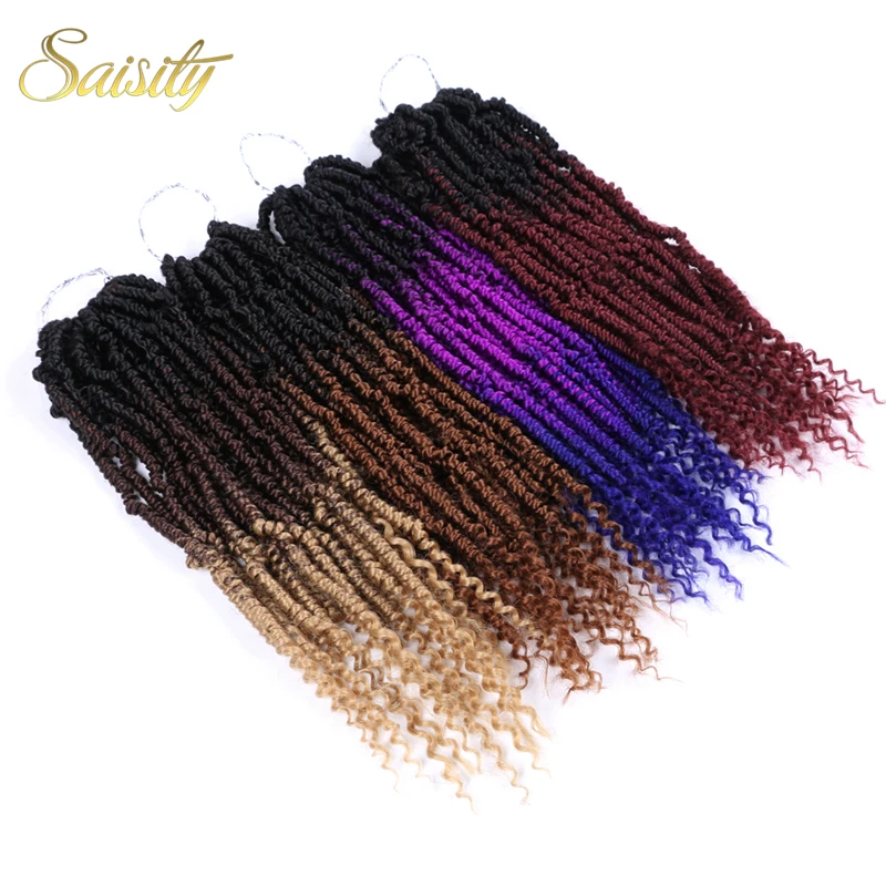 Saisity Nubian Twist Hair Synthetic Crotchet Passion Spring Twists Braiding Hair Extensions Pre Looped Ombre Crochet Braids Hair