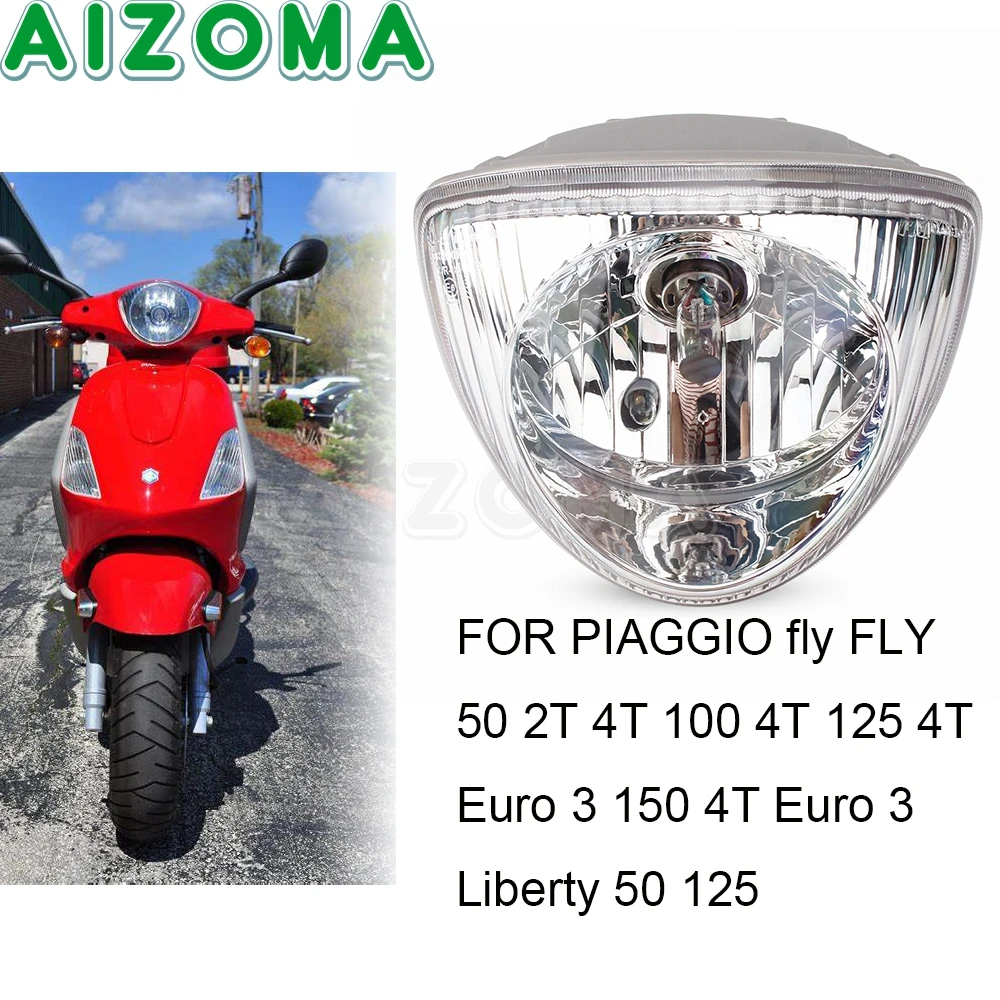 Lumière de sauna transparente pour scooter, E6 E-mark, feu avant, feux de route et de illeur, Piaggio Fly 50, 100, 125, 2T, 4T, Euro, 3 pages, 50,