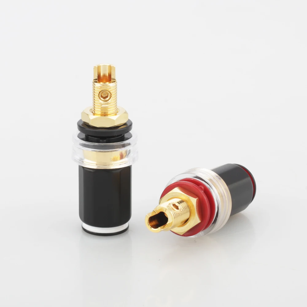 4pcs 하이 엔드 오디오 P008G 골드 도금 4MM 바나나 플러그 터미널 바인딩 포스트 스피커 앰프 고품질 빨간색과 검정색
