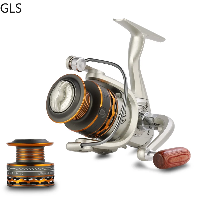 

GLS Brand 12+1BB Wooden Handshake Spinning Fishing Reel With Spare Spool 5.2:1 Saltwater/Freshwater Carp Fishing Coils