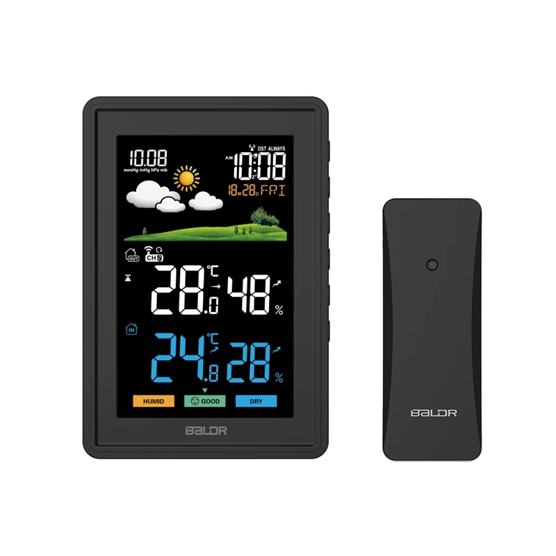 Baldr -40℃~60℃ Weather Forecast Digital Temperature Humidity Instruments Meter Barometer Snooze Alarm Wireless Weather Station