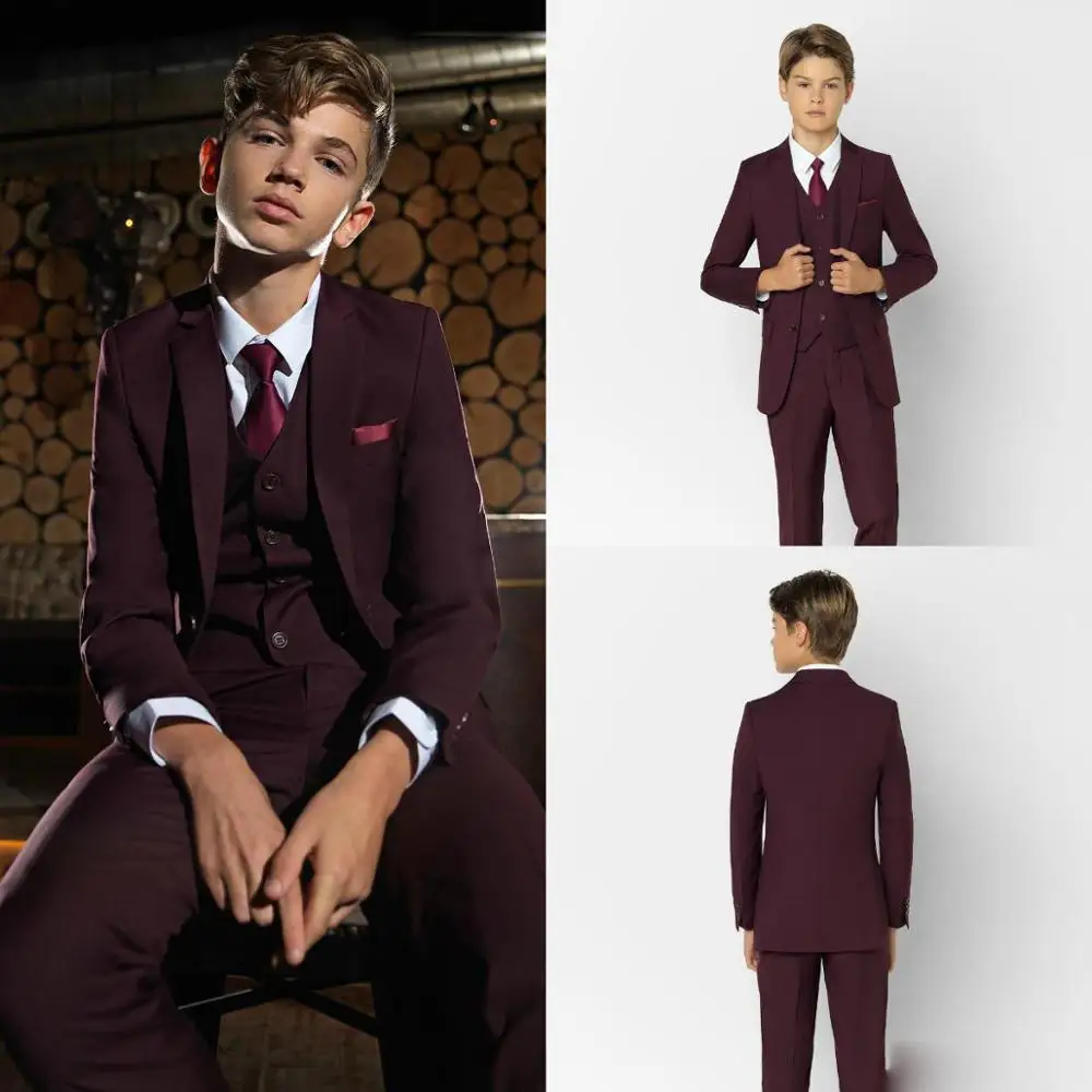 Đậm Đỏ Tuxedo Bé Trai Ăn Tối Phù Hợp Với Bé Trai Form Áo Suông Tuxedo Cho Trẻ Em Tuxedo Trang Trọng Nhân Dịp Phù Hợp Cho Bé Nam ba Lô