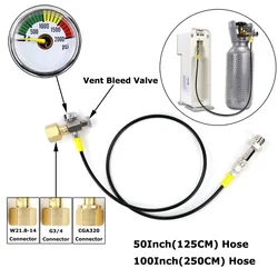 New Soda Water Stream Drink to External Co2 Tank Adapter and Hose Kit W21.8 Or G3/4 CGA320 With Gauge Quick Disconnect