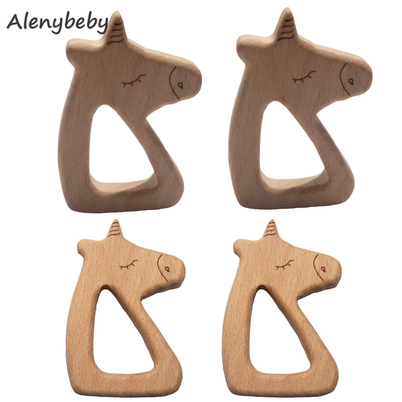 

Beech Wooden Horse Teether Natural Handmade Wooden Teether DIY Wood Personalized Pendent Eco-Friendly Safe Baby Teething Toys