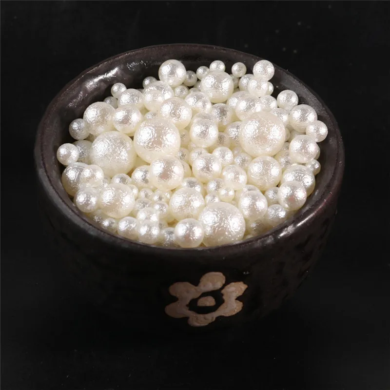 3/4/5/6/8mm White/Ivory Wrinkle No Hole Imitation Pearls Round Loose Beads Garment Handmade DIY for Jewelry Making Accessories