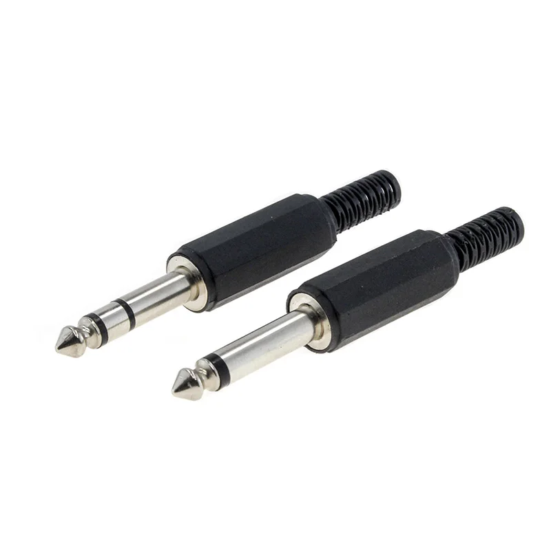 6/10 pieces 1/4 inch two-core mono stereo headphone 6.35 mm jack audio cable connection electric male plug wire terminal adapter