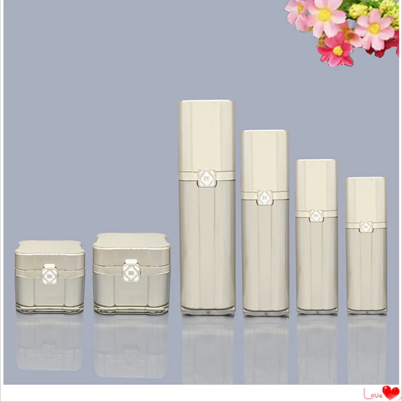 Wholesal NEW Empty Acrylic Cream Jars Eye Cream Bottles15~100ML Gold Lotion Bottles Top GradePerfum Spray Refillable Bottles