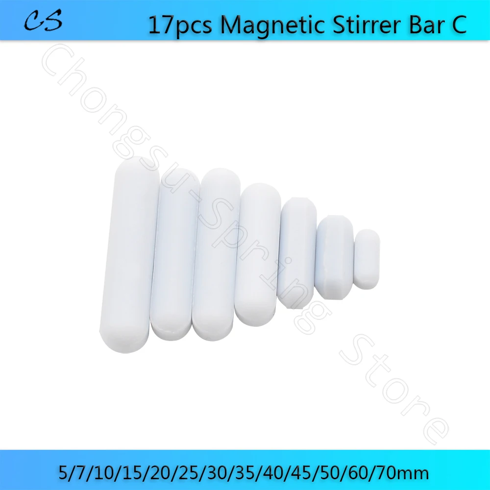 

17Pcs/Set PTFE Magnetic Stirrer Stir Bar Cylindrical Type-C Magneton Stirring Mixer Laboratory Chemical Stirring Bar