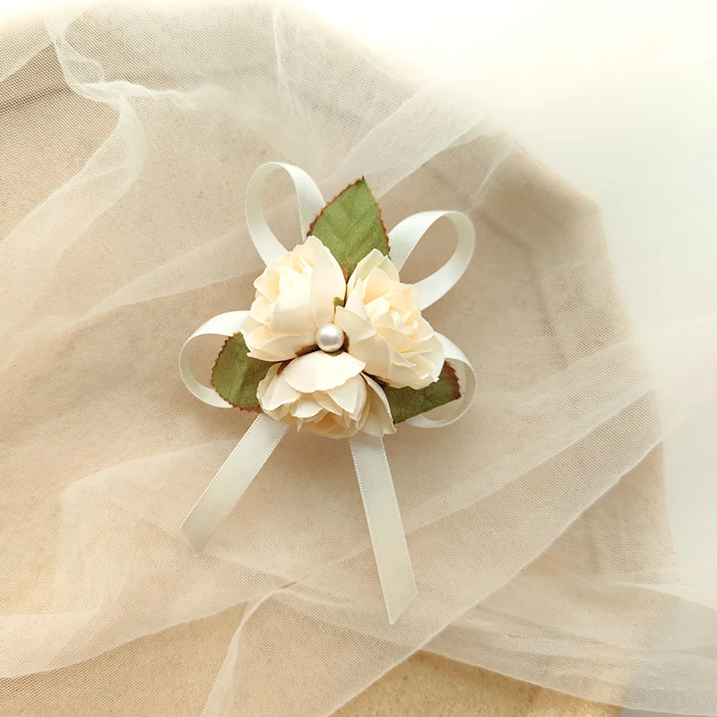 Ramillete de muñeca de flor para dama de honor, accesorios de boda, flores de mano para novia, decoración de fiesta de graduación