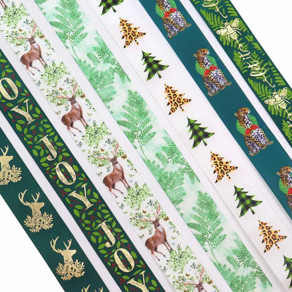 16mm 5Yard Christmas Cartoon Ribbons Ribbing Festival Party Decoration For DIY Bowknot Card Gifts Box Packaging Handmade Decor