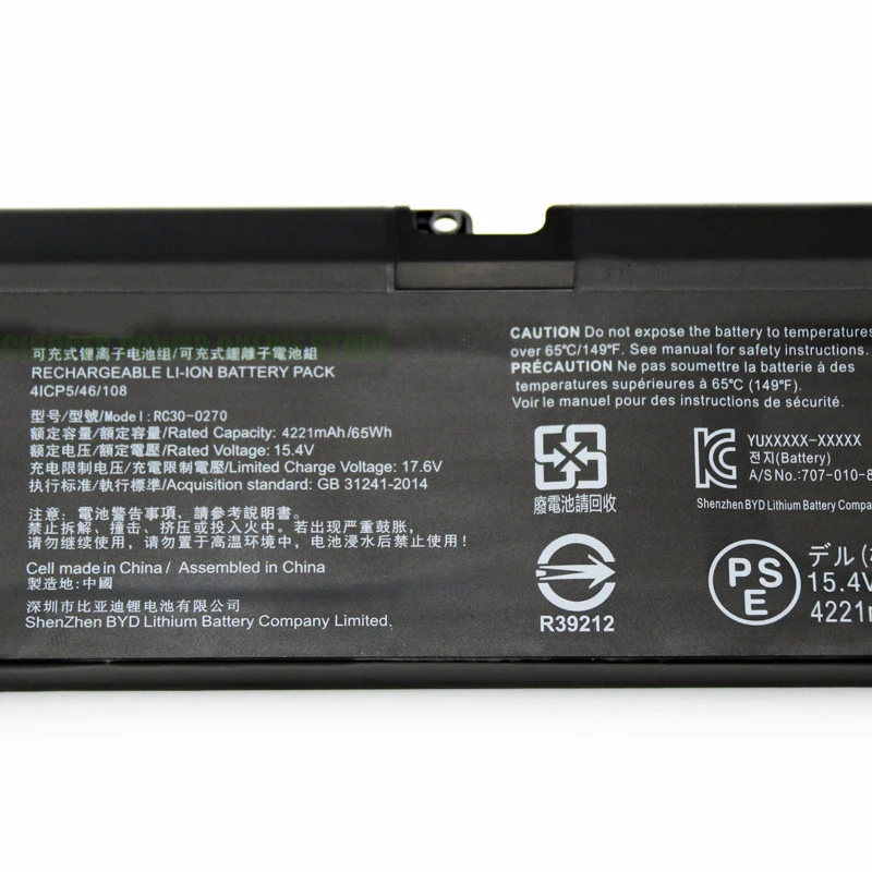 CP Original Battery RC30-0270 15.4V 65Wh For Blade 15 Base Stealth 2018 Series Notebook RZ09-03006 RZ09-0270 RZ09-02705E75-R3U1