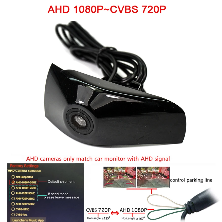 

102081080P AHD 170deg Car Front View vehicle grille Camera for Toyota Camry highlander 2018 2019 front Grille positive Camera