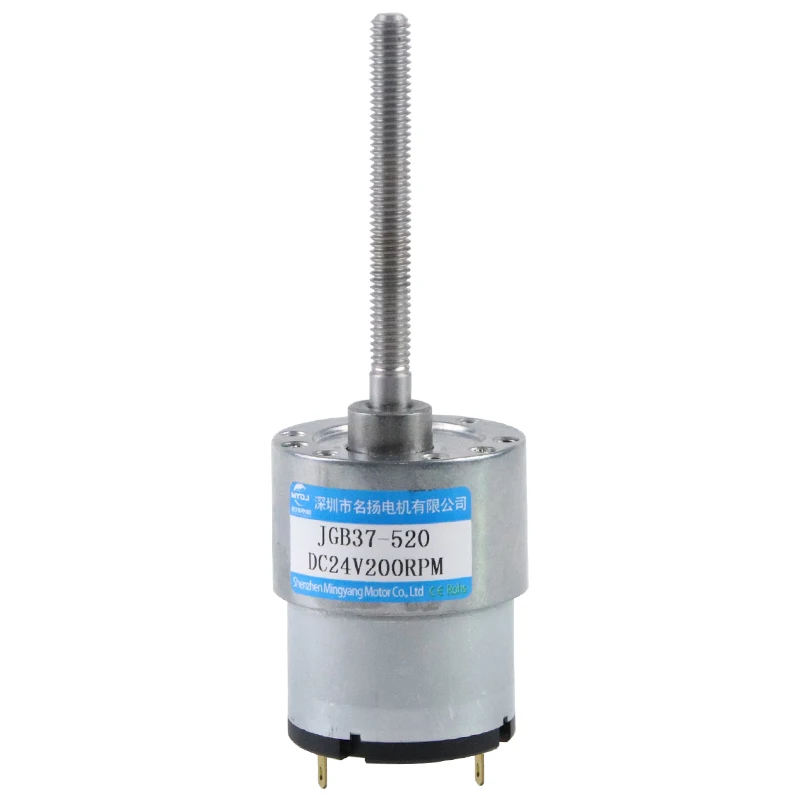 Motor de engranaje de CC, 6V, 12V, 24V, tornillo roscado M6, eje largo 37-520, Motor regulador de baja velocidad pequeño + soporte + brida