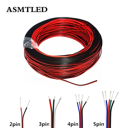 Conector Led RGB de 1m-100m, 2 pines, 3 pines, 4 pines, 5 pines, Cable de extensión, Cable conector para tira de luces LED RGB rgbw de un solo color