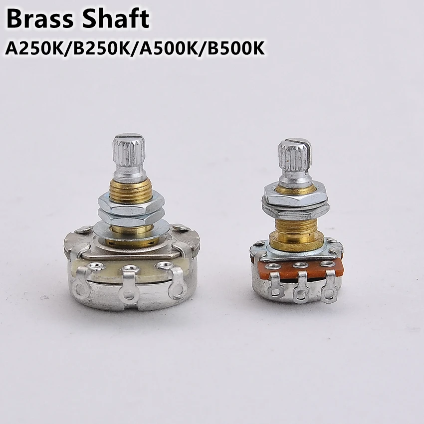 Alpha Brass Shaft  Potentiometer(POT) For Electric Guitar Bass A250K/B250K/A500K/B500K