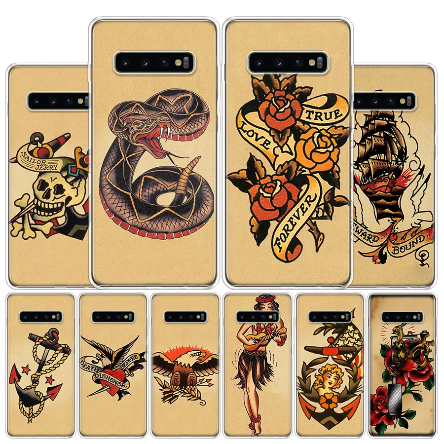 Sailor Jerry Tattoo Phone Case For Samsung Galaxy S24 S23 S22 Ultra S21 S20 Fe S10 Plus S10E S9 S8 + Shell Coque