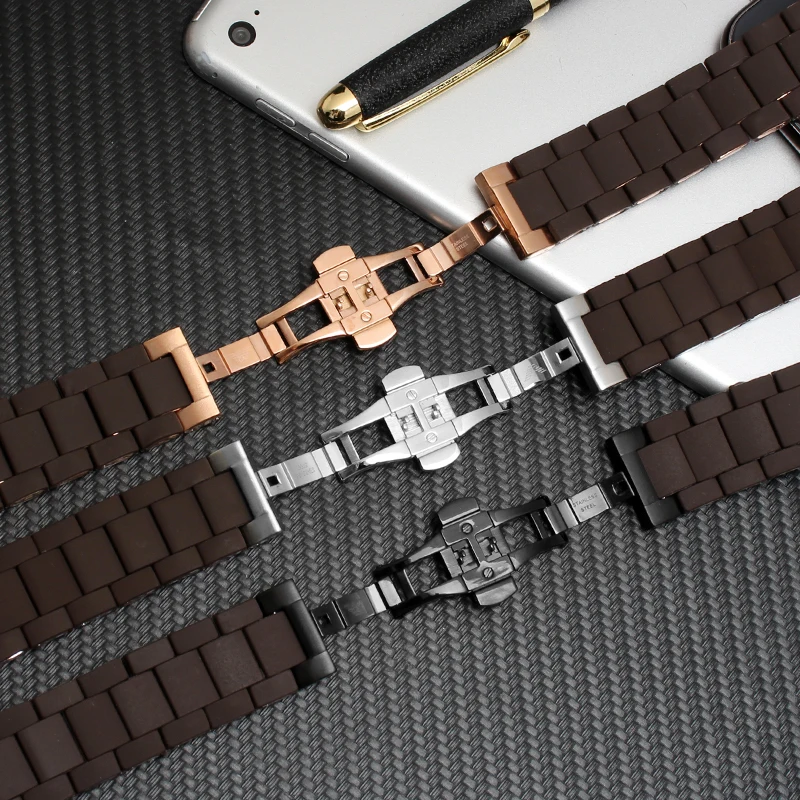 Silicone Rubber Watchband steel in Rubber for AR5890 AR5889 AR5858 AR5920 AR5868 AR8023 man 23mm woman 20mm watch band  bracelet