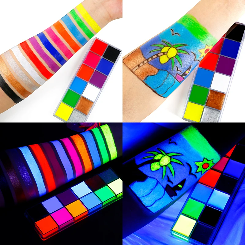 

30pcs Wholesale Face Body Paint Palette Art UV Glow In The Dark Beauty Facial Painting Tattoo Halloween Makeup Kit Private Label