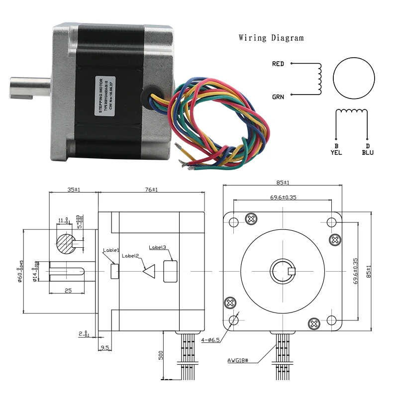 Nema 34 Stepper Motor 4.0A 2-Phase 450A High Torque Drive 4-Lead For 3D Printer CNC Engraving And Milling Machine