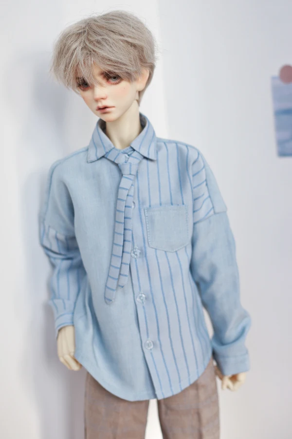 New BJD doll clothes blue striped stitching little bat shirt 1/4 1/3 POPO uncle college style denim jacket MSD doll accessories