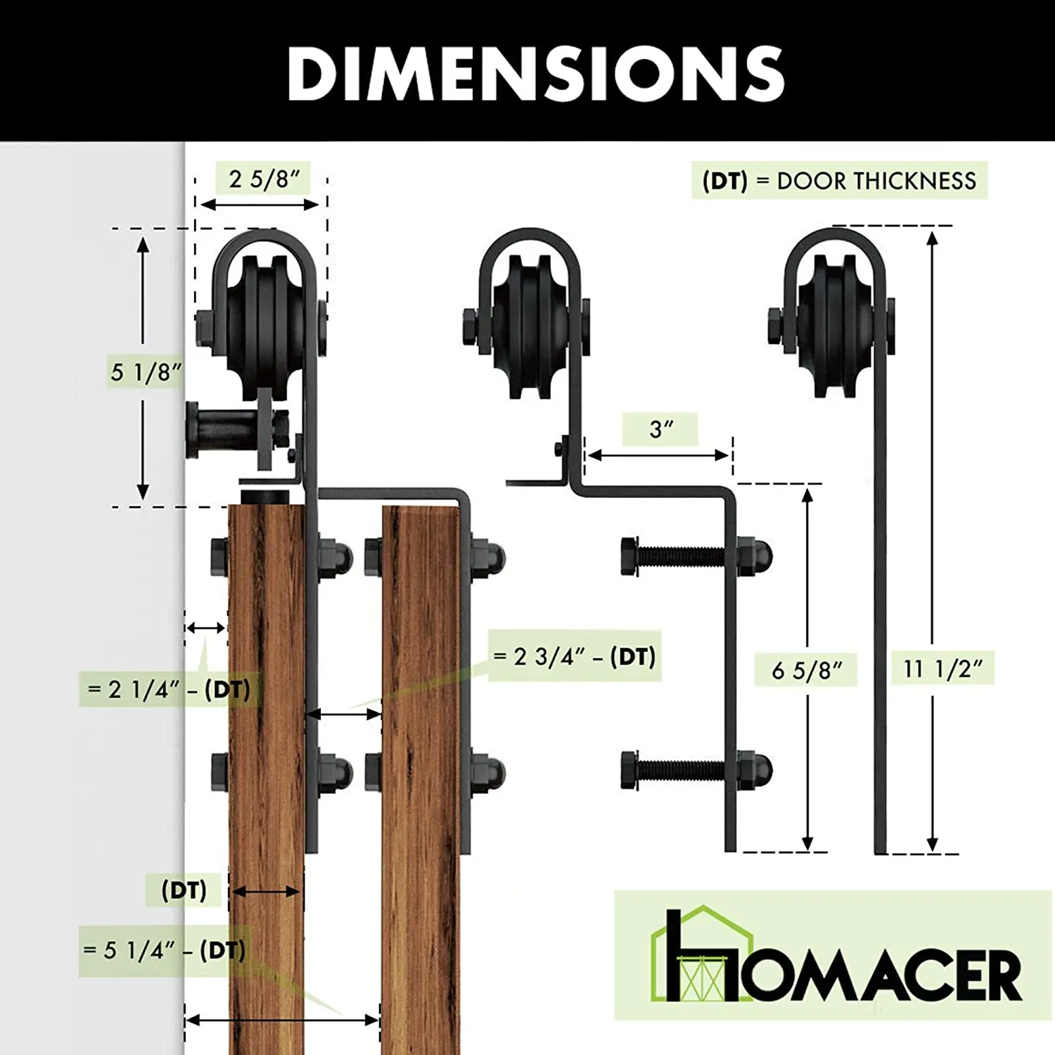 6/6.6FT Bypass Sliding Barn Door Hardware Kit Rustic Single Track for Double Doors with Classic Design Rollers