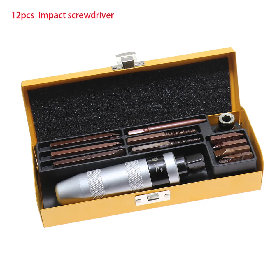 Impact Screwdriver Set 13pcs Heavy Duty Shock Screw Driver Bit Set Chisel Bit Industrial Grade Multifunctional Screw Extractor