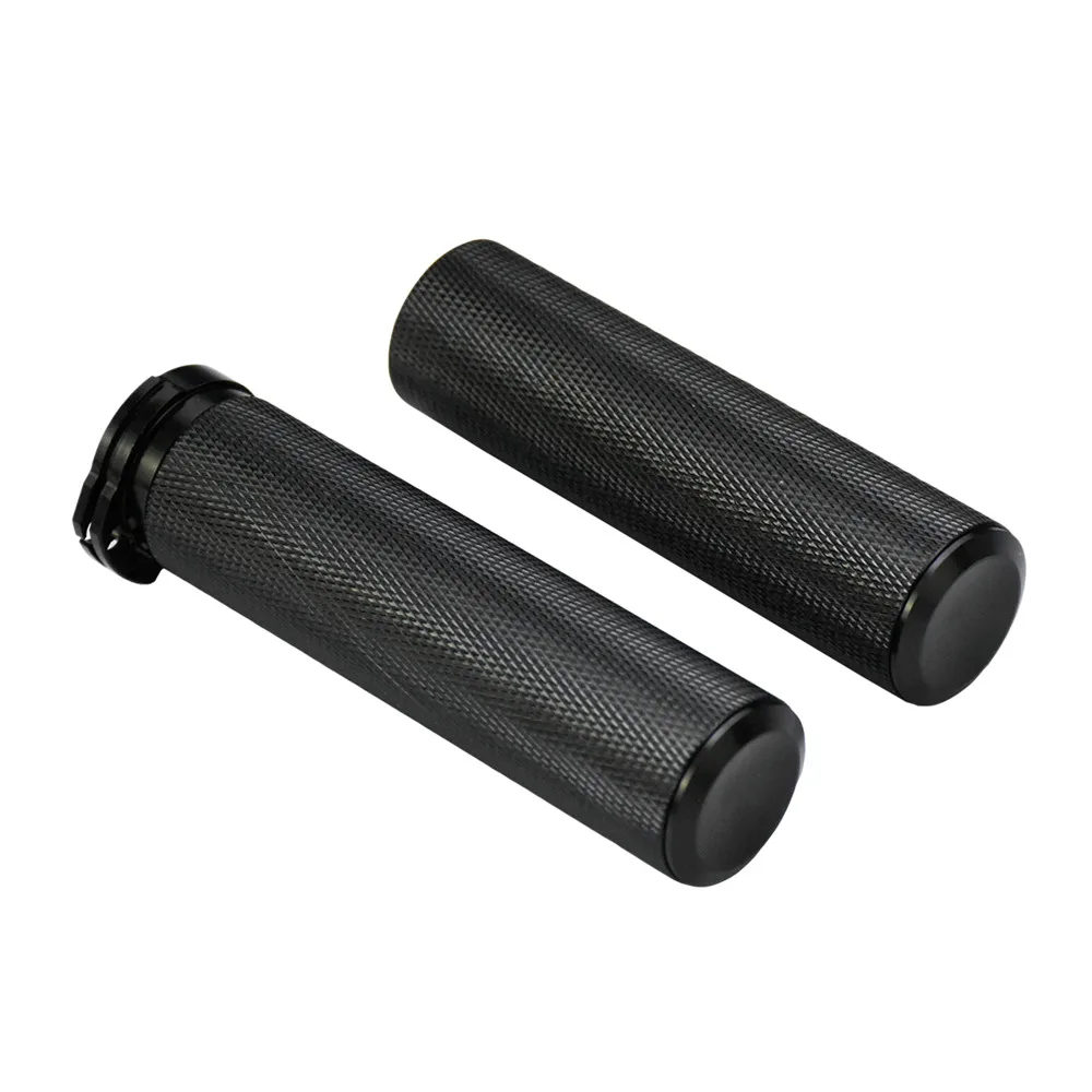 Motocycle 25mm Hand Grips All Aluminum Handlebar Grips Black Chrome For Harley Sportster XL883 XL1200 Touring Dyna Softail