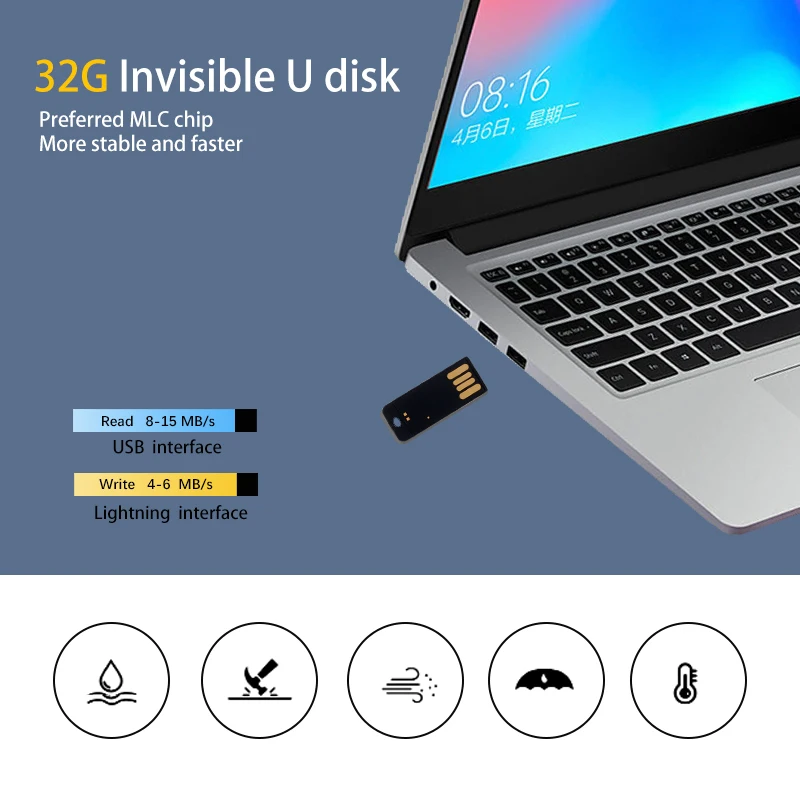 Suntrsi-memoria USB 128, pendrive resistente al agua de 64GB, 32 GB, 16 GB, 8 GB y 2,0 GB, ideal para regalo