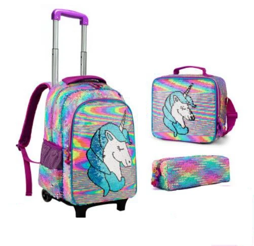 School trolley backpack Kids School trolley bag set kids School Rolling backpack Bags Children school wheeled backpack for girls