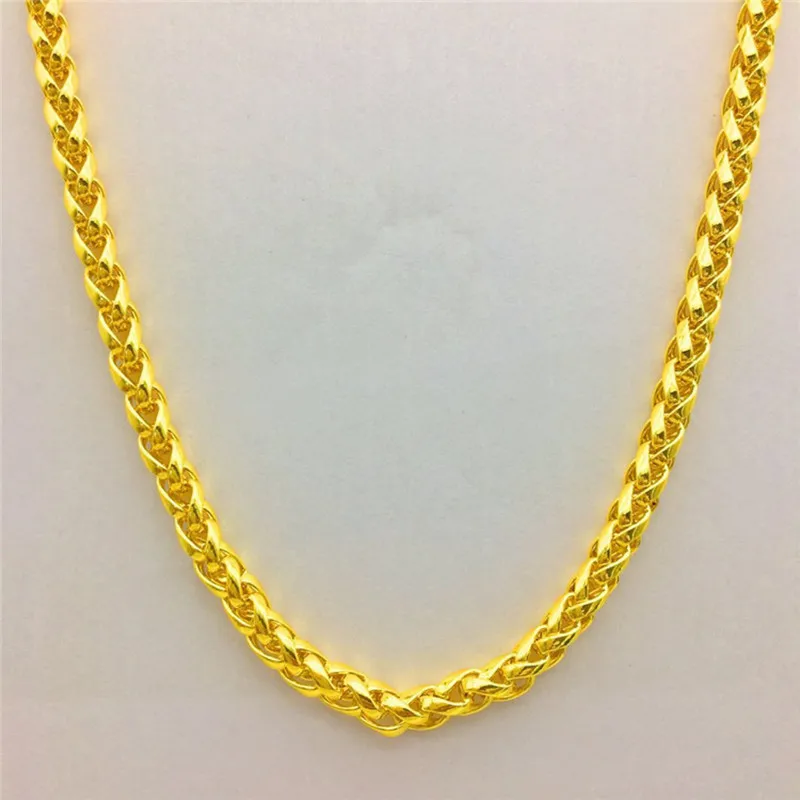 Fashion Luxury Thailand Sand Gold 14K Necklace Thick Yellow Gold Chain Necklace for Women Men Wedding Engagement Jewelry Gifts