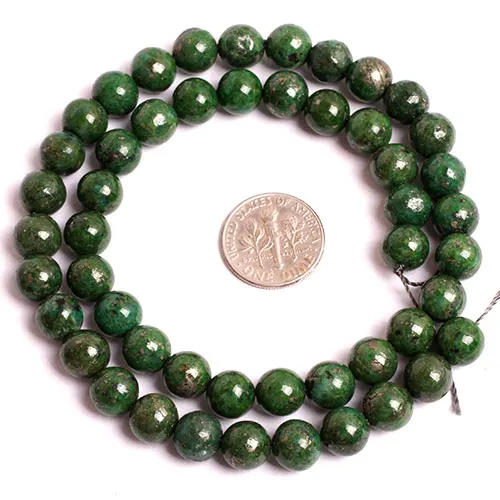 Round Green Pyrite Stone Beads For Jewelry Making Strand 15 inch DIY Bracelet Necklace Jewelry Loose Bead 4mm 6mm 8mm 10mm 12mm