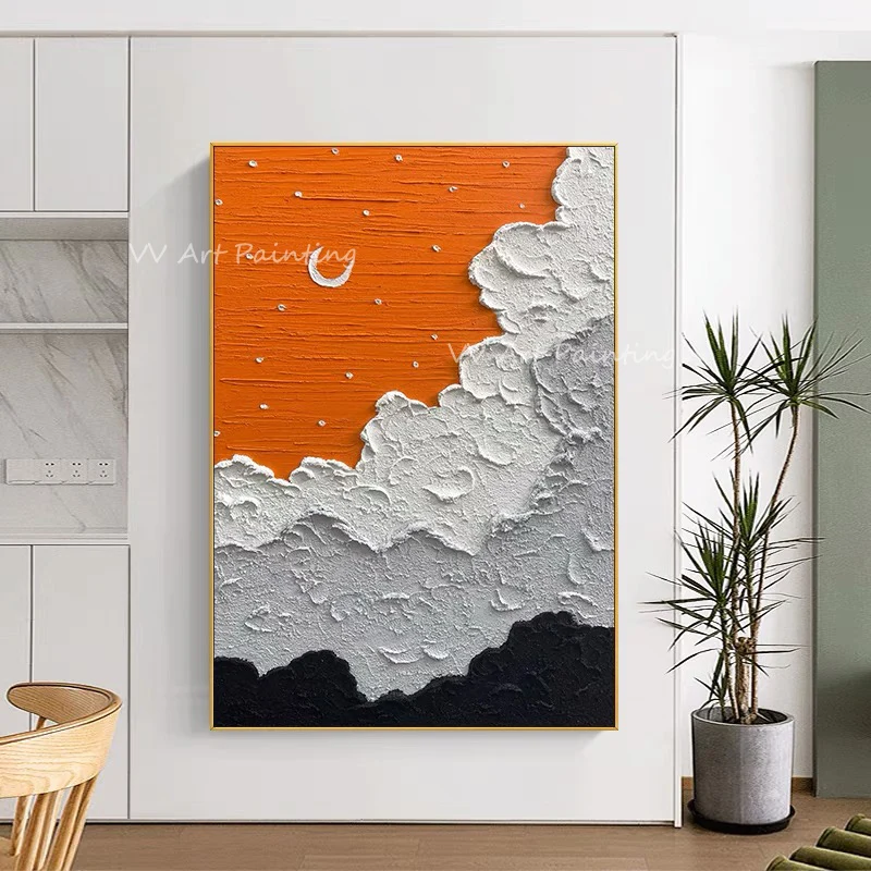 orange grey abstact landscape Oil Painting Hand painted painting Modern Picture Hand painted Decoration artwork gift