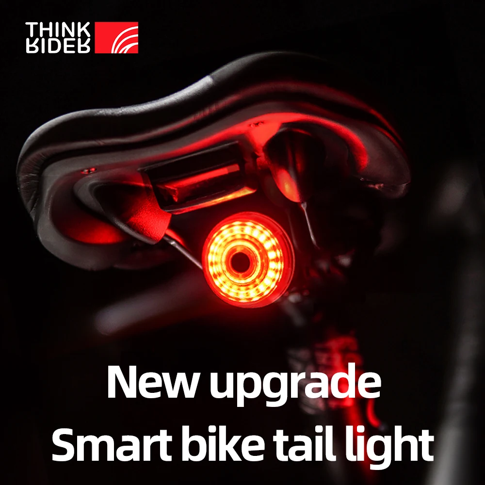 ThinkRider Bike tail light bicycle Smart Auto Brake Sensing Light flashing USB charging night ride waterproof