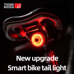 ThinkRider Bike tail light bicycle Smart Auto Brake Sensing Light flashing USB charging night ride waterproof