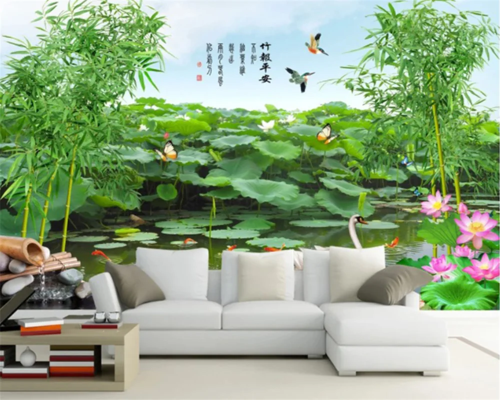 beibehang papel de parede Custom modern new decorative painting lotus bedroom living room wallpaper wall papers home decor