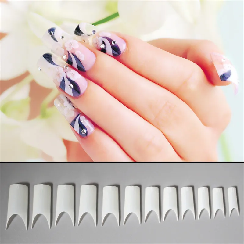 550pcs/bag Ultra Thin Matte C-Curve Nail Tips Fake Nails Short Half Cover faux ongle C Shape Nail Tips Finger White/Nature