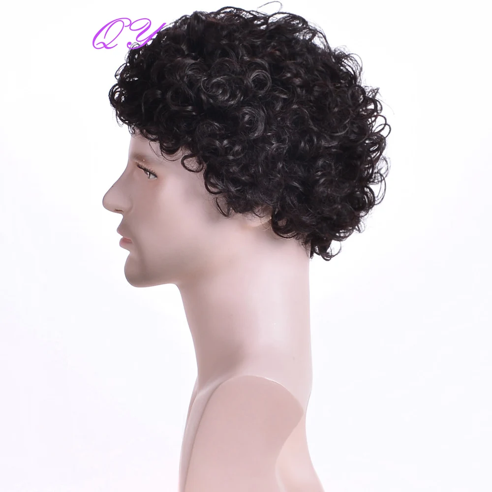 Cheveux courts bouclés synthétiques pour hommes, ultraviolets bruns, style tendance, taille réglable, respirant, 2023, #4